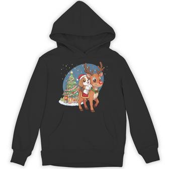 乐天商城 - ビーグルの子犬とサンタクロースがトナカイに乗っているクリスマスパーカー