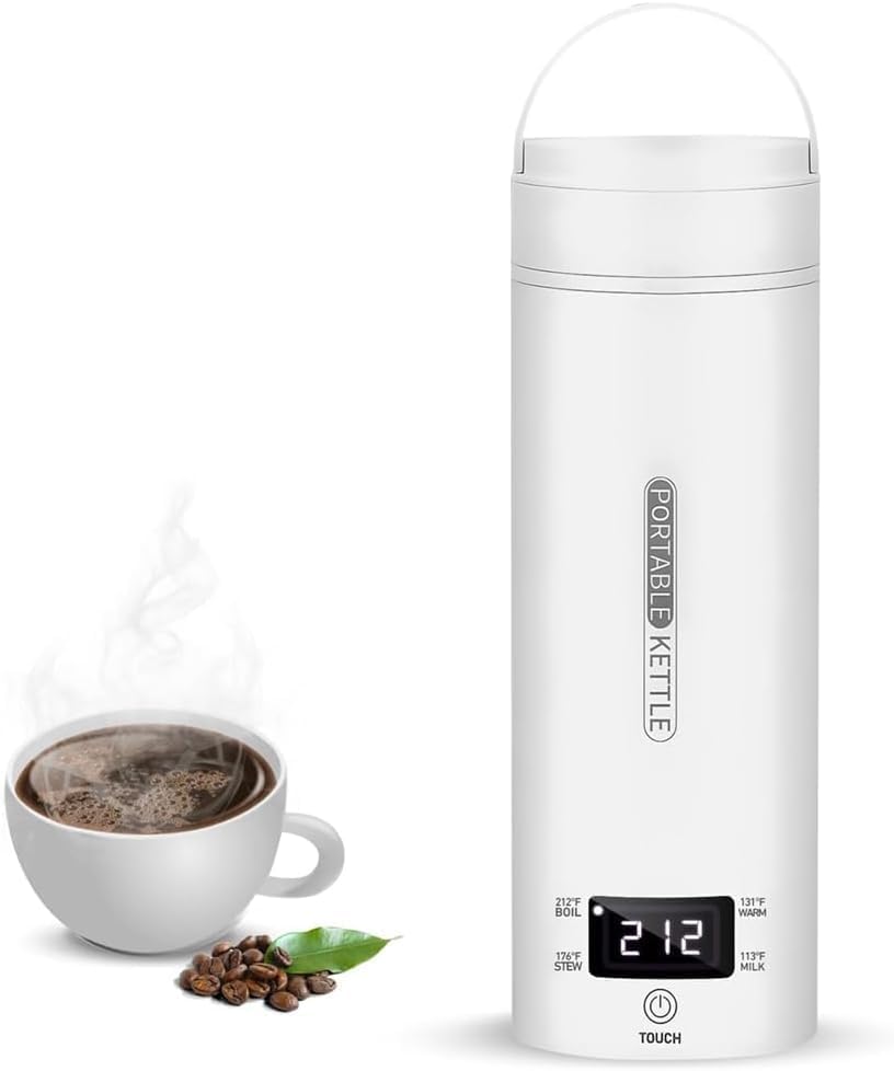 乐天商城 - 電気ケトル 電気ポット 電気水筒 ポータブル 500ml 旅行用 自動OFF 急速沸かし 4段階温度設定 空焚き防止機能 持ち運び 小型 漏れ防止 湯沸かし器 お湯沸かしポット (温度調節モデル) 密閉式蓋