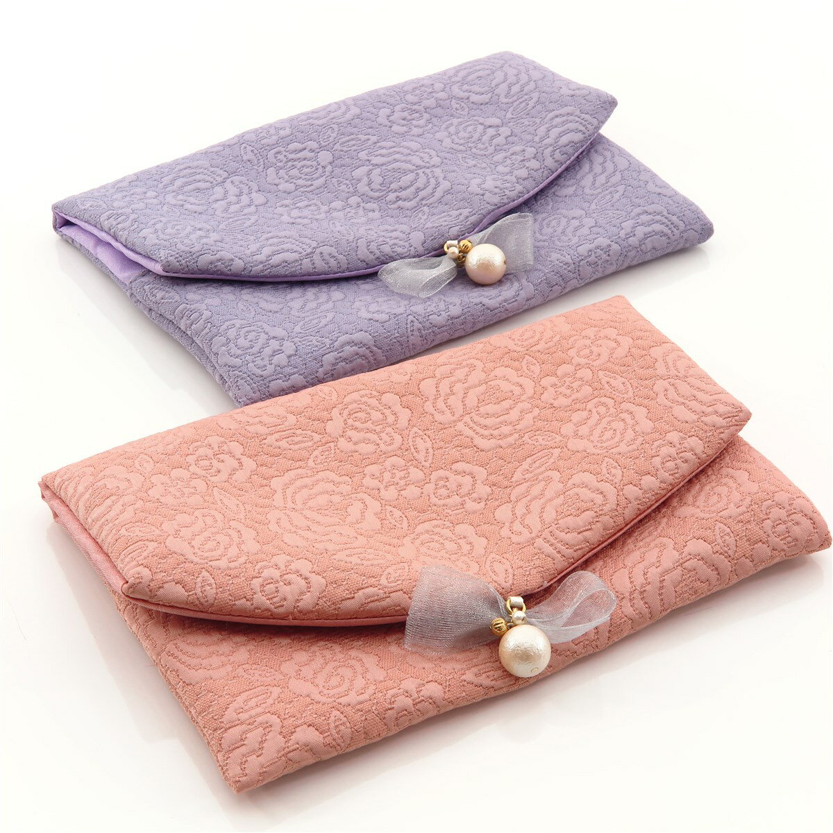 ふくれ織り念珠入れ（ソフトタイプ）数珠 エレガント 上品 和小物 和装 おしゃれ かわいい 収納 ギフト プレゼント 薄型 マルチケース カード ロゼ ラベンダー