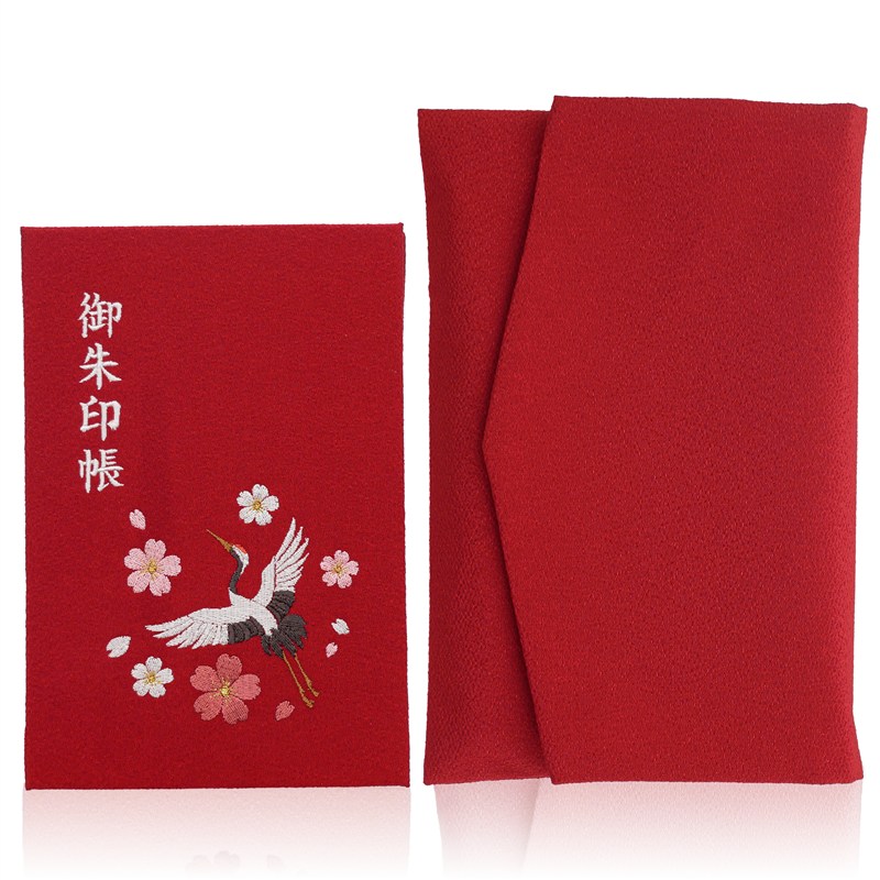 御朱印帳 セット 御朱印帳入れ 2点 選べる 大判 刺繍 2冊収納 日本製 おしゃれ かわいい 鶴 桜 猫 だる..