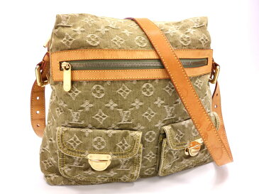 【中古】ルイヴィトン バギーGM モノグラムデニム リケン M95211 ロングストラップ モスグリーン ショルダー LOUISVUITTON 斜め掛け 40225