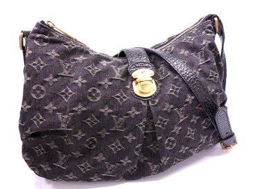 【中古】ルイヴィトン スライトリー モノグラムデニム ノワール ロングストラップ M95835 ショルダー LOUISVUITTON 斜め掛け 2908-060
