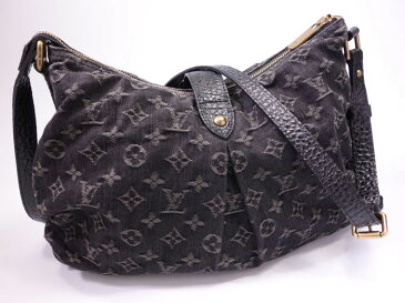 【中古】ルイヴィトン スライトリー モノグラムデニム ノワール ロングストラップ M95835 ショルダー LOUISVUITTON 斜め掛け 2908-060