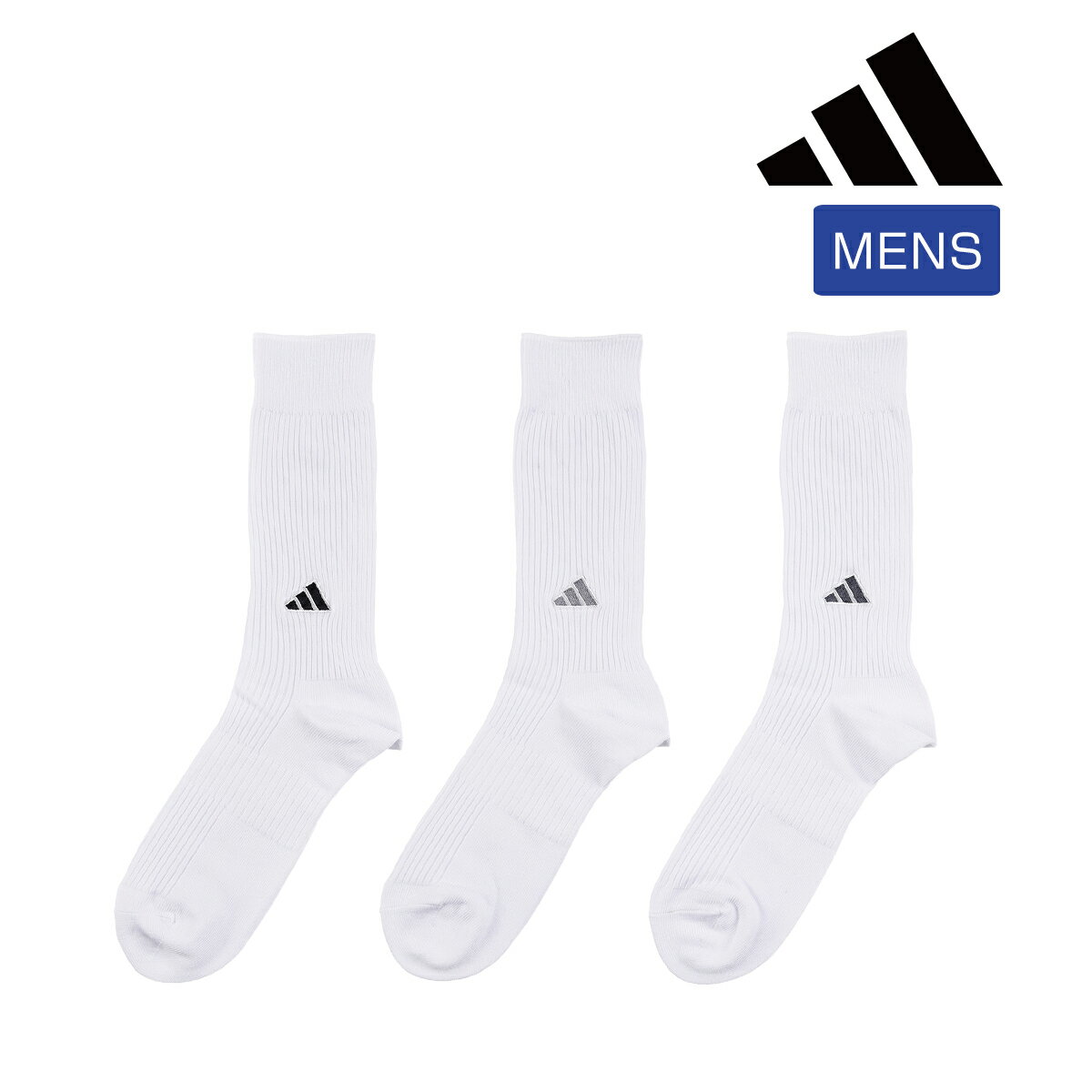 【30%OFF！店内全品ポイント10倍】福助 【アディダス】3足組 靴下 BASIC SOCKS 無地 リブ ワンポイント クルー丈 消臭(06084W)紳士 男性 メンズ フクスケ fukuske ふくすけのサムネイル