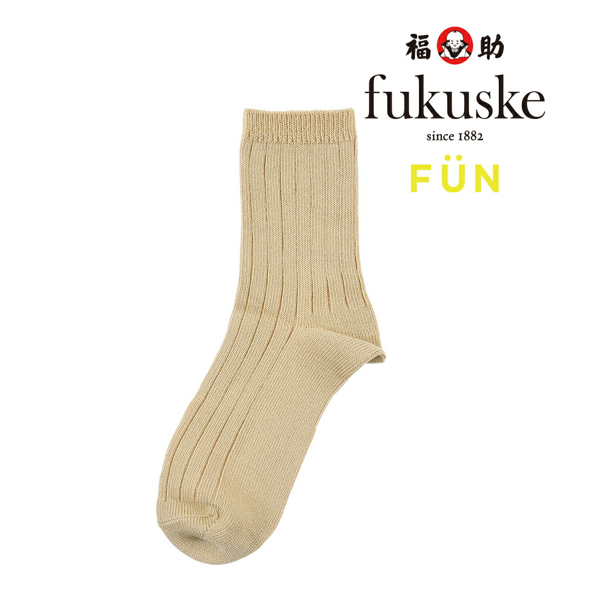 靴下 レディース fukuske FUN (フクスケファン) OKINIIRO Dull Nuance リブ クルー丈 3162-84l婦人 女性 フクスケ fukuske福助 公式