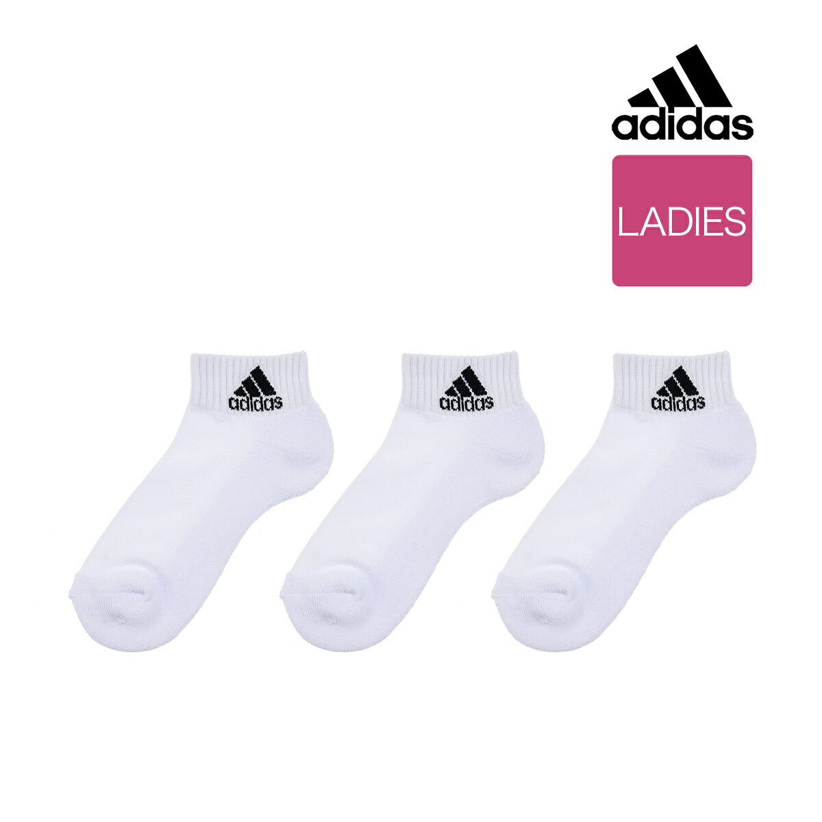 靴下 レディース adidas (アディダス) 3足組 足底パイル ロゴ ショート丈 3334-23l婦人 女性 フクスケ fukuske福助 公式