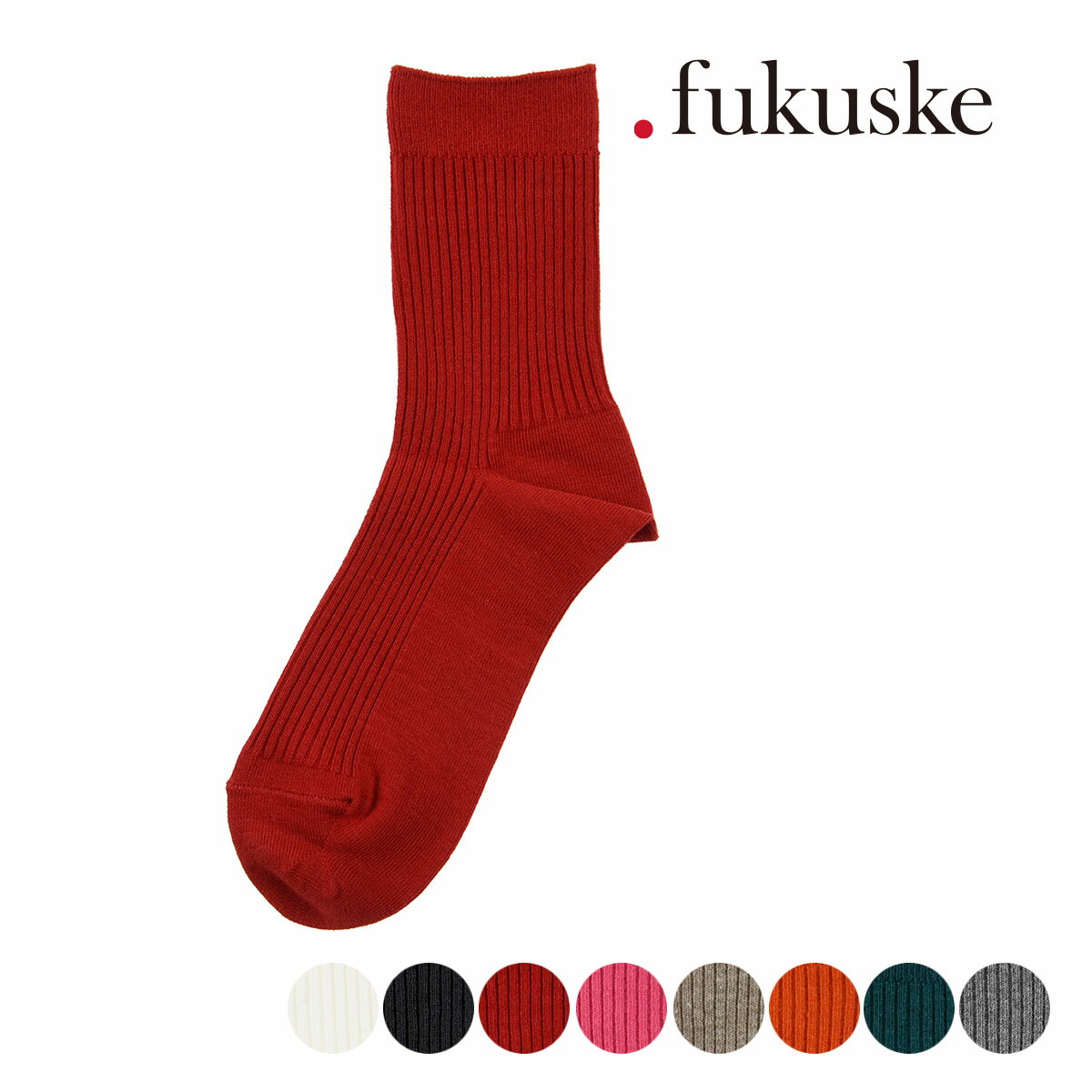 福助 靴下 レディース 福助 公式 .fukuske : 無地 リブ クルー丈 靴下 綿アクリル 00S3J012