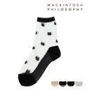 福助 公式 ソックス クルー丈 レディース MACKINTOSH PHILOSOPHY(マッキントッシュ フィロソフィー) ネコ柄 レディース 婦人 女性 fukuske フクスケ 福助 靴下