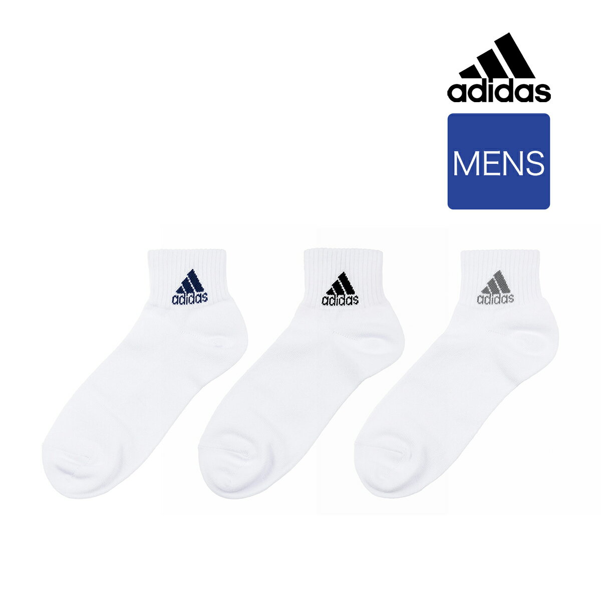 ADIDAS(アディダス) ： Deo 無地 ワンポイント ソックス ショート丈 3足組 (06076W) 紳士 男性 メンズフクスケ fukuske 福助 公式