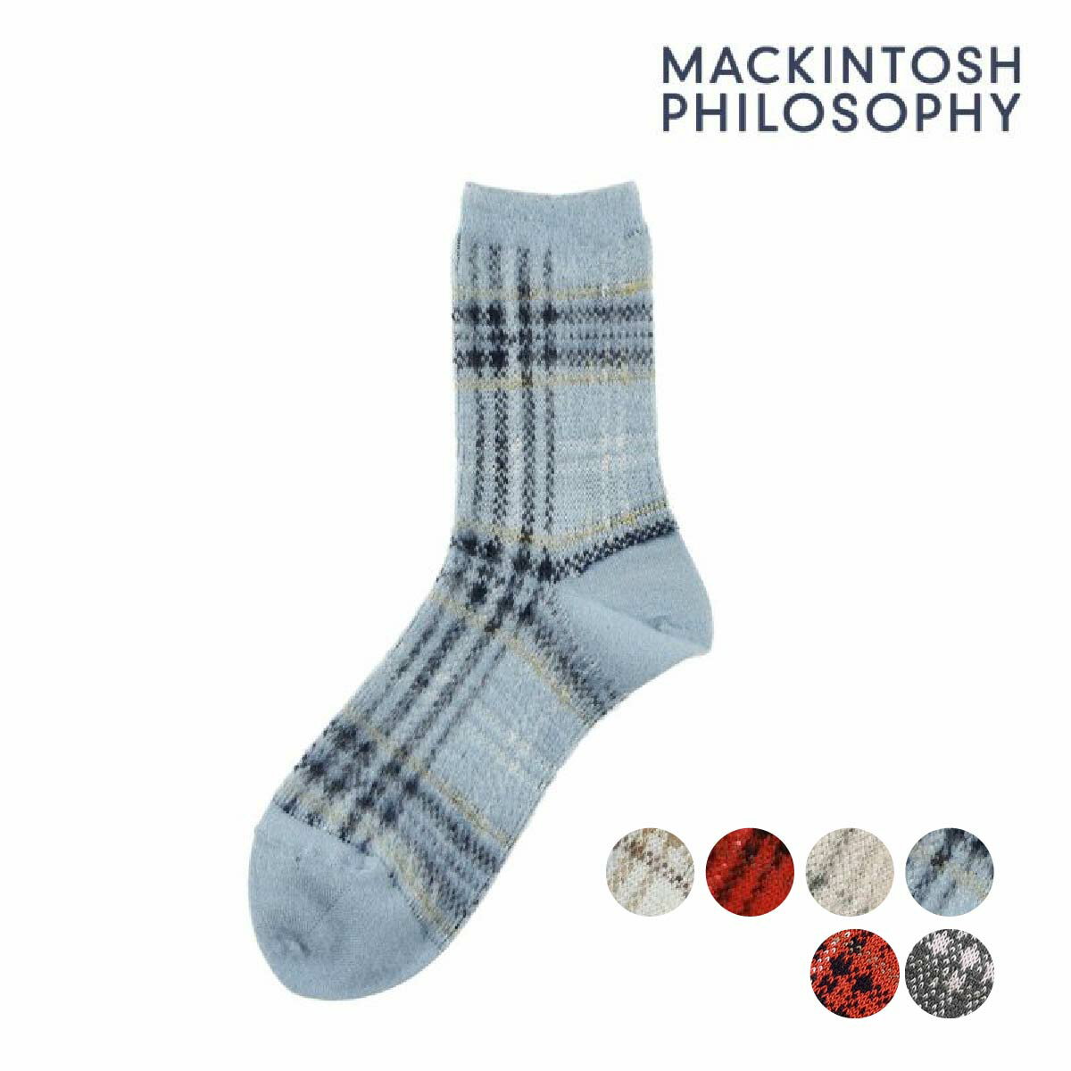 福助 【マッキントッシュフィロソフィー】 靴下 チェック柄 クルー丈 (3207-823) 婦人 女性 レディース フクスケ fukuske ふくすけ