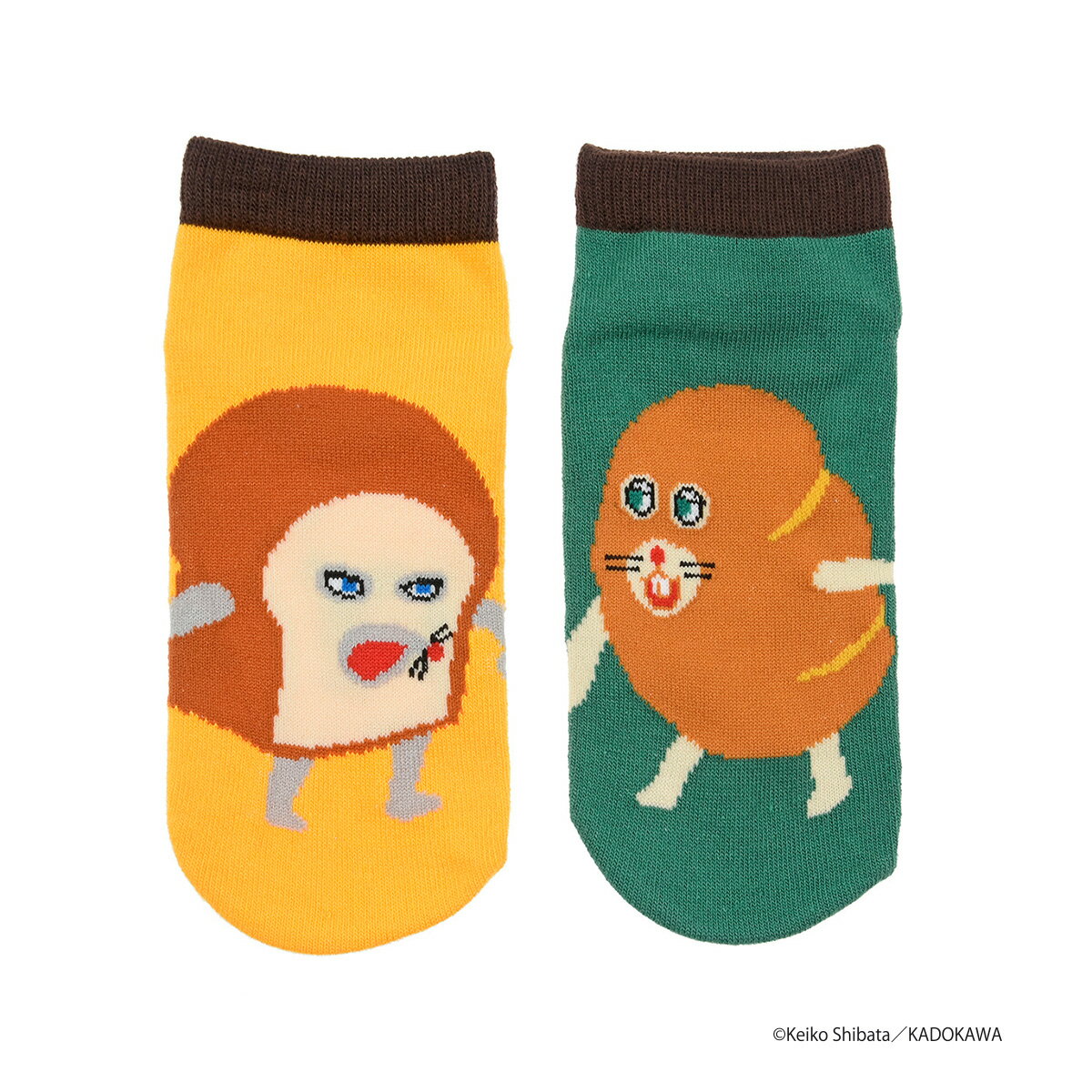 福助 【パンどろぼう】 靴下 パンどろぼう にせパンどろぼう 左右異柄 スニーカー丈 23-25cm (369-25B1)レディース 婦人 女性 子供 キッズ フクスケ fukuske ふくすけ