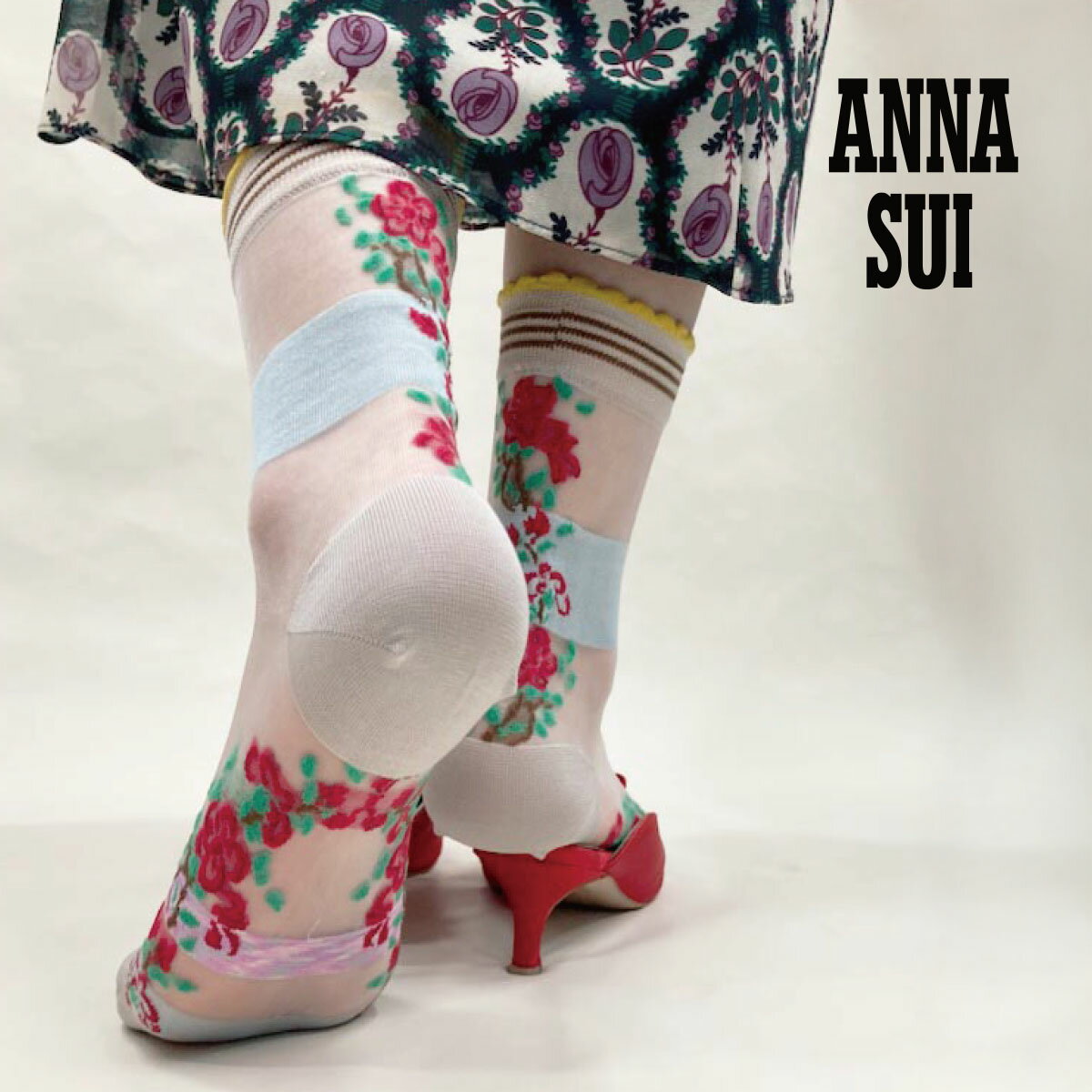 【ANNA SUI(アナスイ)】 靴下 フラワーシャワー クルー丈 (3136-210)
