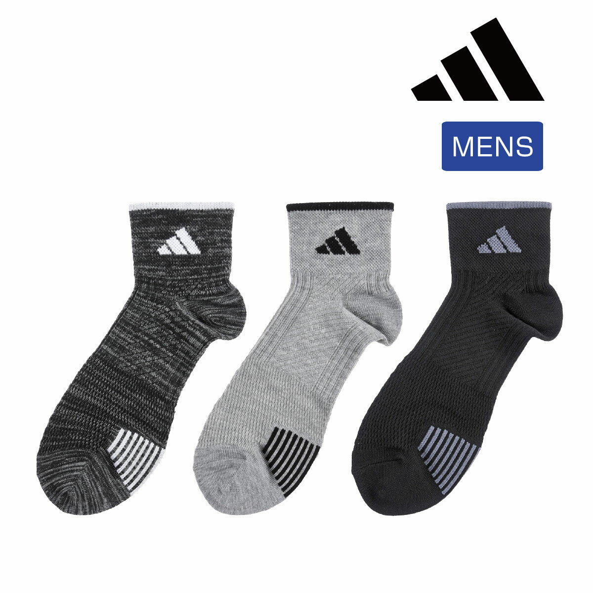 Rakuten - adidas(アディダス) SUPER MESH 靴下 3足組 ワンポイント ショート丈 メッシュ素材 通気性2倍 土踏まずかかと周りサポート ワイドヒール ムレにくい (06F61W)