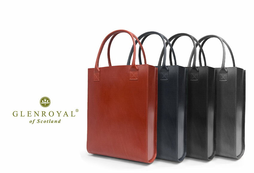 ★グレンロイヤル / GLENROYAL ●ブライドルレザー 縦長トートバッグ LEATHER TOTE BAG ( M ) 01-3808 ( メンズ/手提げ/革製鞄/縦型トート )（新品）