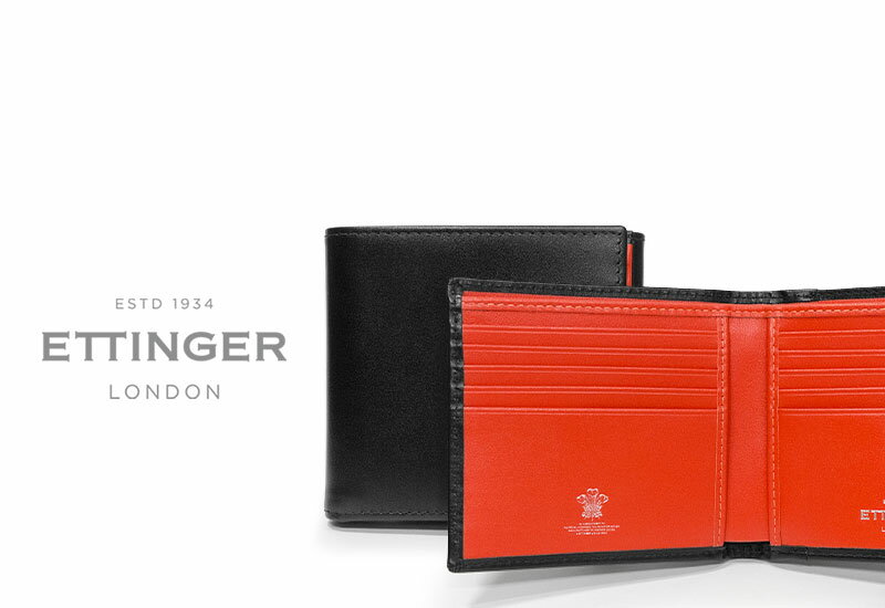 エッティンガー [ETTINGER社公認正規販売店]エッティンガー / ETTINGER ●TAB ( ST951AJ ) スターリング・オレンジコレクション BILLFOLD 10C/C &amp; COIN PURSE 小銭入れ付き二つ折り財布 ( メンズ/レザー/ウォレット/小銭入れ ) STERLING ORANGE