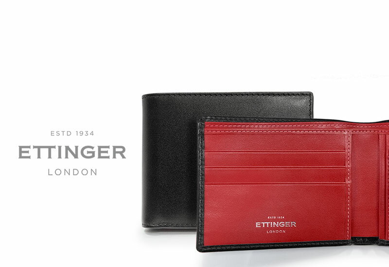 [ETTINGER社公認正規販売店]エッティンガー / ETTINGER ■●スターリング・レッドコレクション ビルフォールド3C/カード＆コインパース タブ付き ★TAB(ST141JTAB) ( メンズ/レザー/ウォレット/二つ折り財布/小銭入れ ) STERLING RED