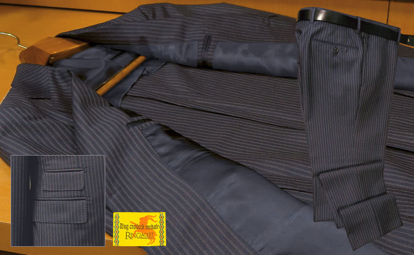 春夏 【 RING JACKET / リングヂャケット 】 [ CRADOCK MOHAIR ] 2ツ釦ダークスレートネイビーストライプスーツ ( モヘア / ウール / シルク混 ) ( 25S41D ) [ STYLE 257 ]