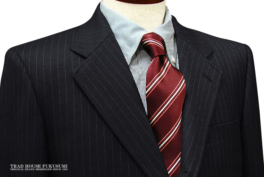 [秋冬] 三ツ釦段返り濃紺ストライプ アメリカントラッドスーツ [ 7305#PS1 ] トラッドスーツ