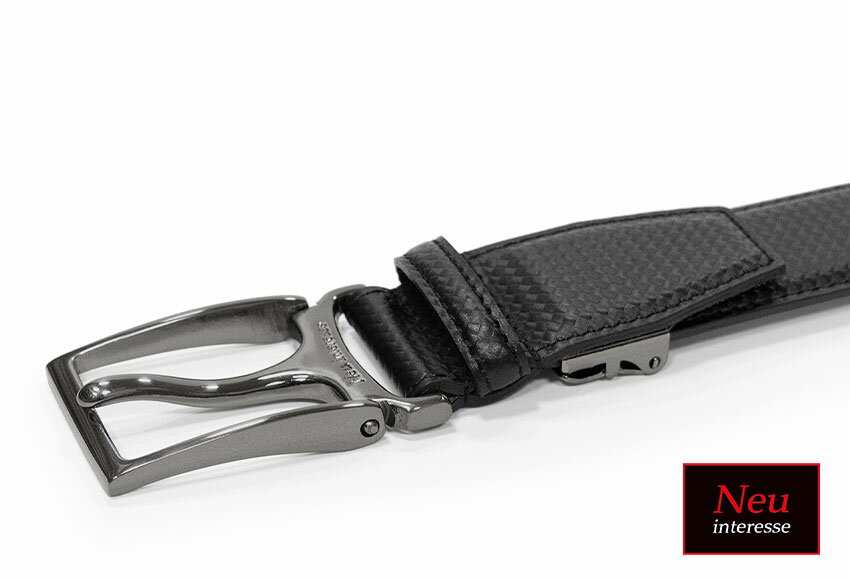 [ Neu interesse / ノイ・インテレッセ ] ■カーボンパターンレザーベルト / CARBON PATTERN ( 35mm幅 ) 3801 ( MORPHO/モルフォ/キプリス ) 日本製【楽ギフ_包装】【あす楽対応】