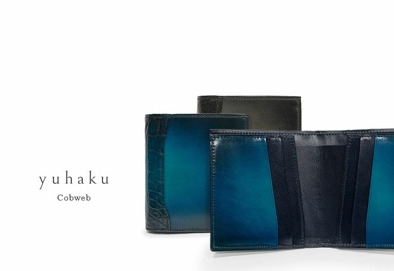 ユハク yuhaku 財布 折りたたみ財布 ブルー レザー ブルー系 小物 安い
