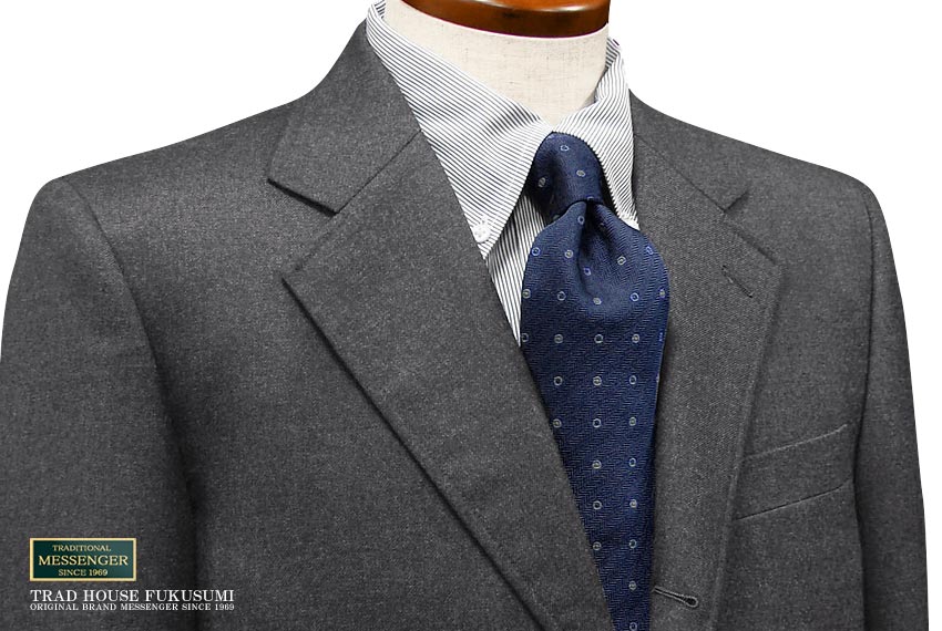 [秋冬] 三ッ釦段返りサキソニー ミディアムグレー アメリカントラッドスーツ [ 51-767 ] トラッドスーツ