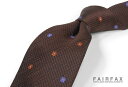 ■TRAD SALE!【 FAIRFAX / フェアファクス 】小紋 ●ブラウン×ダークブラウン織り地にパープル×オレンジの小紋タイ/ ネクタイ ( FAK-1...