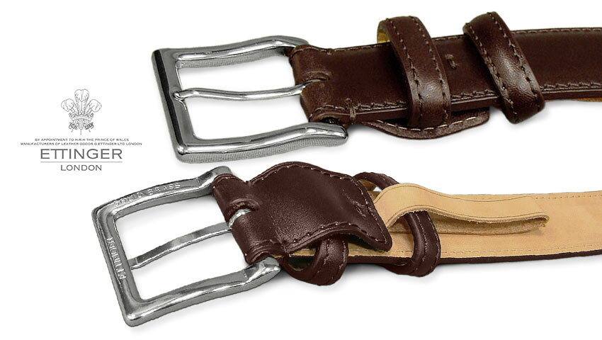 [ETTINGER社公認正規販売店]ETTINGER / エッティンガー ベルト [ 幅広タイプ ] 35mm幅 ET57 / ET571 DK.BROWNスクエアバックル スムースレザーベルト