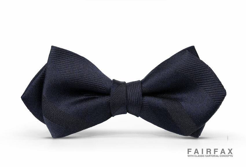 Butterfly Tie - [ FAIRFAX / フェアファクス ]/蝶ネクタイ(ダークネイビー地にブラック織りストライプ柄) ( バタフライ ・ タイ ） butt-203(フォーマルアイテム )