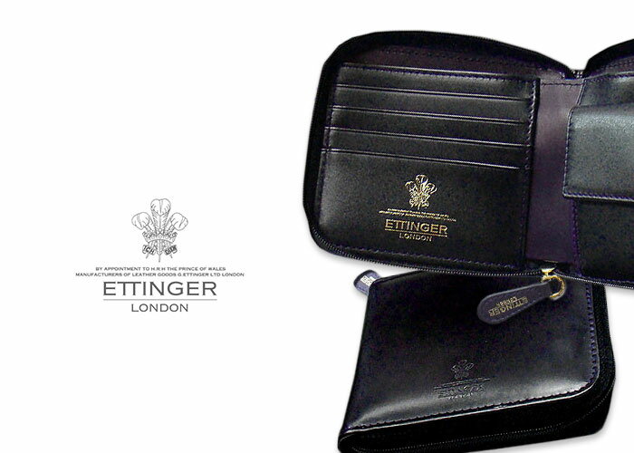 エッティンガー 財布（メンズ） [ETTINGER社公認正規販売店]●003 ETTINGER / エッティンガー BLACK-PURPLE EURO COLLECTIONジップウォレット 4CC＆コインパース 2097JR ブラック×パープルユーロ コレクション ( メンズ/別注/レザー/二つ折り財布/札入れ )