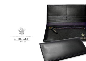 [ETTINGER社公認正規販売店]●003 ETTINGER / エッティンガー BLACK-PURPLE EURO COLLECTIONLONG WALLET WITH ZIP 小銭入れ付き長財布 953AEJRブラック×パープルユーロ コレクション ( 別注/レザー/ロングウォレット/札入れ/メンズ )