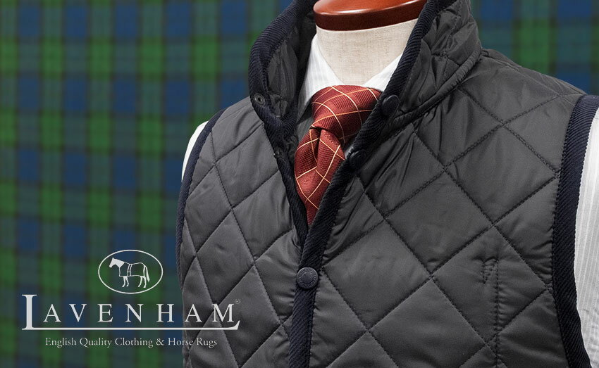 LAVENHAM / ラベンハム [ MICKFIELD / ミックフィールド ] [ ポリエステル ] ●272 / SUFFOLK NAVY スタンドカラー キルティングベスト メンズ / MENS ( LVH101390200B0 )