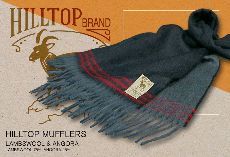 HILLTOP / ヒルトップ マフラー LAMBSWOOL & ANGORA MUFFLERS FAH 01928 A1 NAVY RED ( ネイビー系ボーダー ) 【楽ギフ_包装】