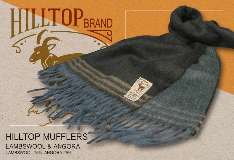 HILLTOP / ヒルトップ マフラー LAMBSWOOL & ANGORA MUFFLERS FAH 01928 A6 CHARCOAL SAND ( チャコール系ボーダー ) 【楽ギフ_包装】