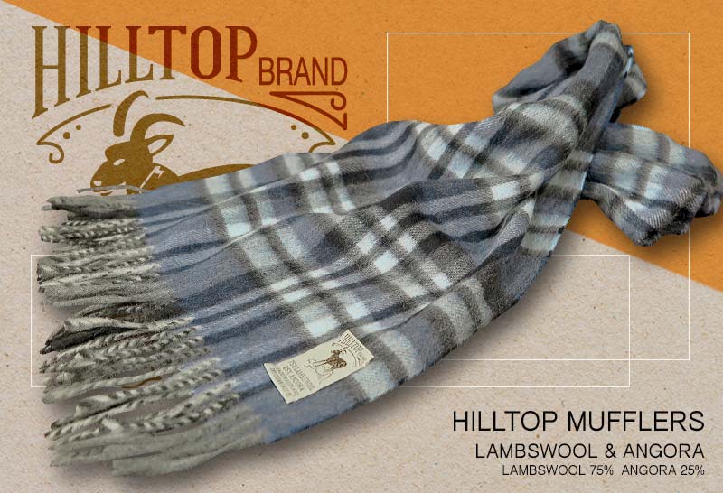 HILLTOP / ヒルトップ マフラー LAMBSWOOL & ANGORA MUFFLERS FAH 01621 A1 BLUE ( ブルー系チェック ) 【楽ギフ_包装】