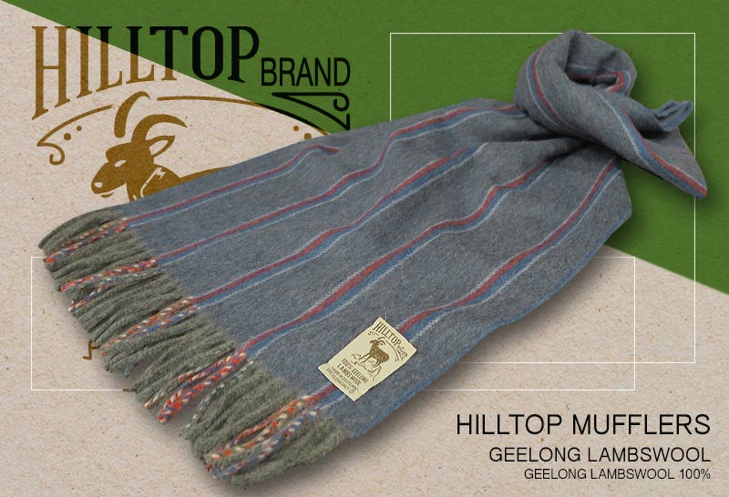 HILLTOP / ヒルトップ マフラー LAMBSWOOL MUFFLERS FAH 01930 A4 BLUE ( ブルーストライプ ) 【楽ギフ_包装】