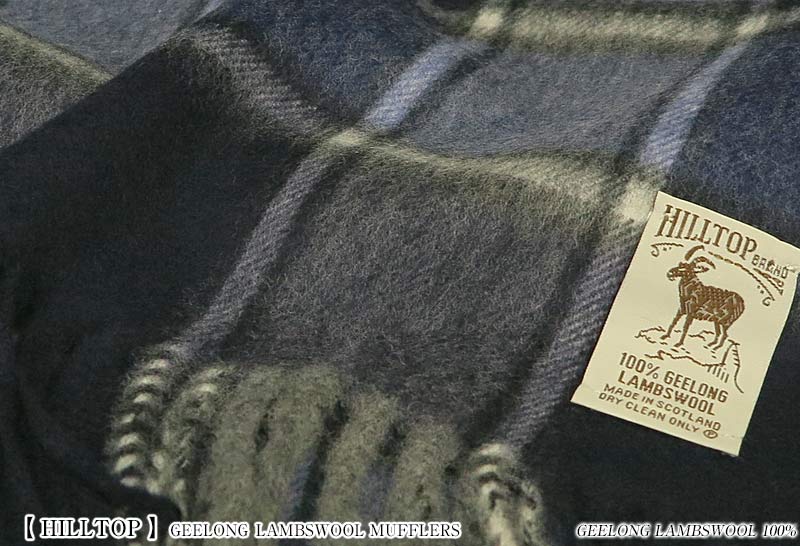 HILLTOP / ヒルトップ マフラー LAMBSWOOL MUFFLERS FAH 01933 A2 NAVY DENIM ( ネイビー×ブルー系チェック ) 【楽ギフ_包装】