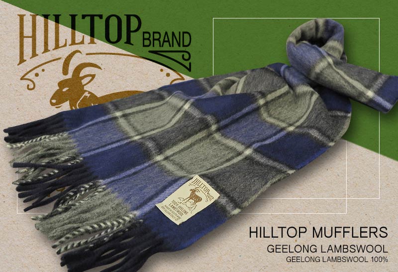 HILLTOP / ヒルトップ マフラー LAMBSWOOL MUFFLERS FAH 01933 A6 INK FLANNEL ( オリーブ×ネイビーチェック ) 【楽ギフ_包装】