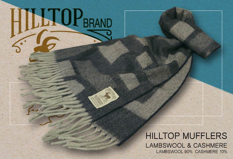 HILLTOP / ヒルトップ マフラー LAMBSWOOL & CASHMERE MUFFLERS FAH 01932 A1 NAVY ( ネイビーランダムブロック ) 【楽ギフ_包装】