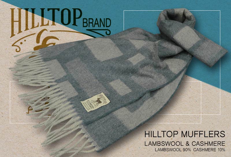 HILLTOP / ヒルトップ マフラー LAMBSWOOL & CASHMERE MUFFLERS FAH 01932 A5 DENIM ( ブルーランダムブロック ) 【楽ギフ_包装】