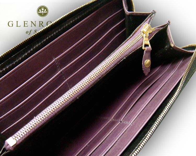【日本正規輸入代理店商品+メーカー3ヶ月保証あり】グレンロイヤル / GLENROYAL ■ZIP AROUND LONGPURS 03-6029 ラウンドジップロングウォレット ●010 ( NEW BLACK×AUBERGINE ) オーバジーン 【 完全限定入荷商品 】