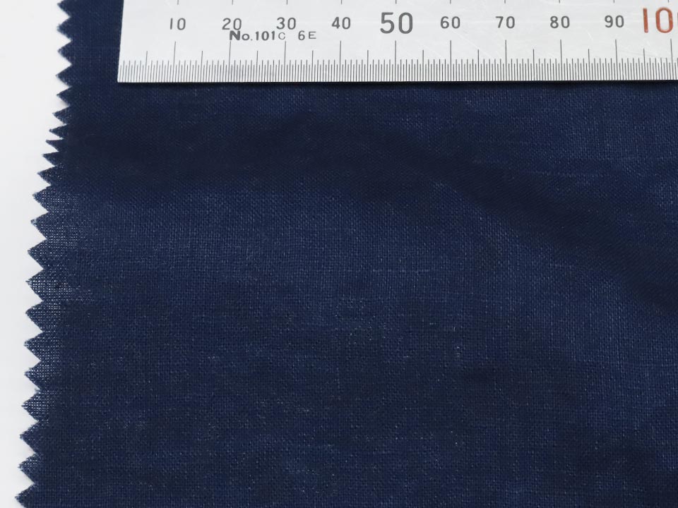 オリジナルオーダーシャツ●FM22113【 Herdmans Linen / ハードマンズリネン 】ネイビー無地 インディゴ染め ガーメントウォッシュ リネン100% 麻平織り