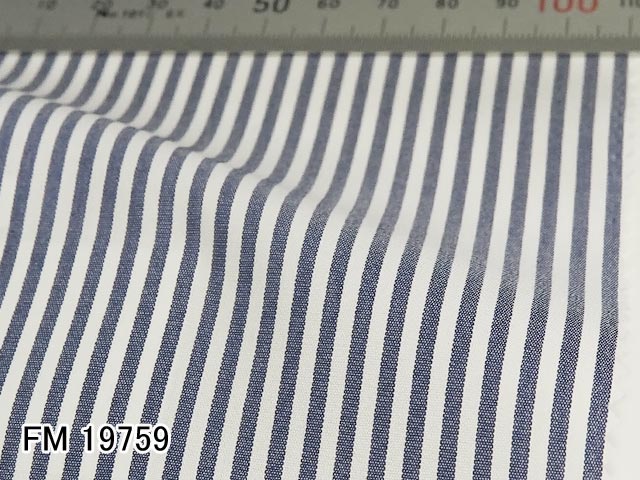 オリジナルオーダーシャツ●FM19759 白×ネイビー系ストライプ ブロードクロス Wrinkle Free / リンクルフリー 100番双糸 100%cotton