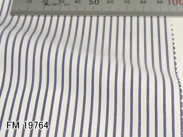 オリジナルオーダーシャツ●FM19764 白×ネイビーのストライプ柄 ブロードクロス　Wrinkle Free / リンクルフリー　100番双糸 100%cotton