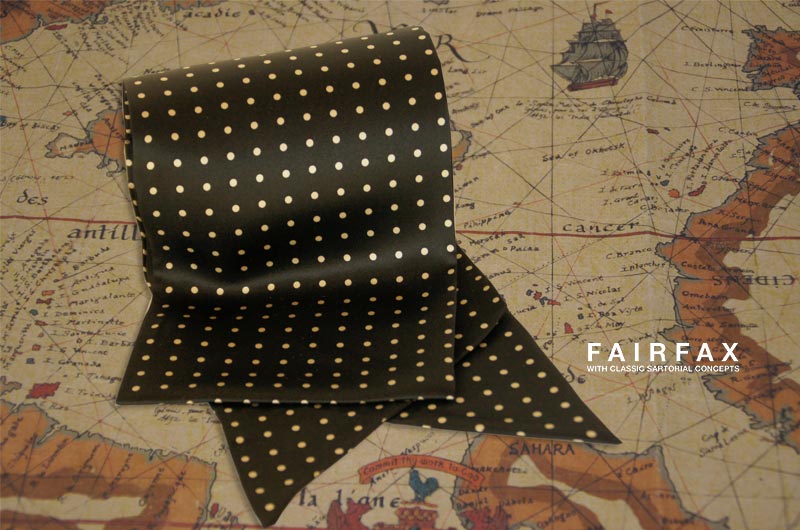 【FAIRFAX/フェアファクス】アスコットタイ ブラック地にオフホワイトドット柄[faac26]