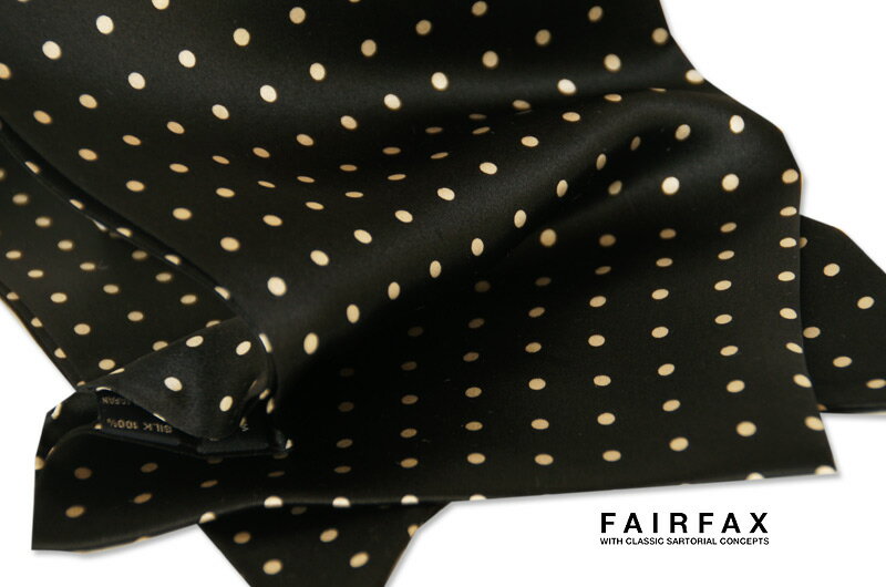【FAIRFAX/フェアファクス】アスコットタイ ブラック地にオフホワイトドット柄[faac26]