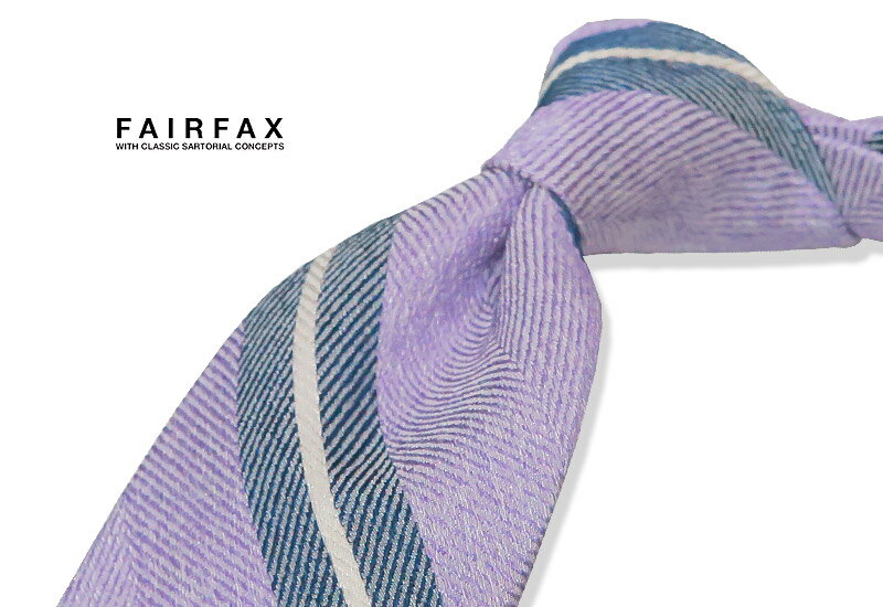 【 FAIRFAX / フェアファクス 】●ラベンダーパープル×ネイビー×オフホワイトストライプ( レジメンタルネクタイ ) ●( FAS-1141 ) 【楽ギフ_包装】