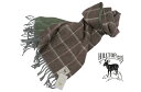 HILLTOP / ヒルトップ マフラー Lambswool MUFFLERS ( モカブラウンとグリーン地のチェック、ストライプ柄柄)FAH03130A5Mo...