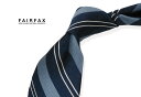 ■TRAD SALE!【 FAIRFAX / フェアファクス 】杢調ネイビー×サックスブルー×オフホワイトのストライプ柄ネクタイ( レジメンタルネクタイ ) ●...