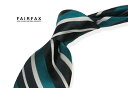 ■TRAD SALE!【 FAIRFAX / フェアファクス 】ターコイズ×濃紺×オフホワイトのストライプ柄ネクタイ ( レジメンタルネクタイ ) ●( FAS...