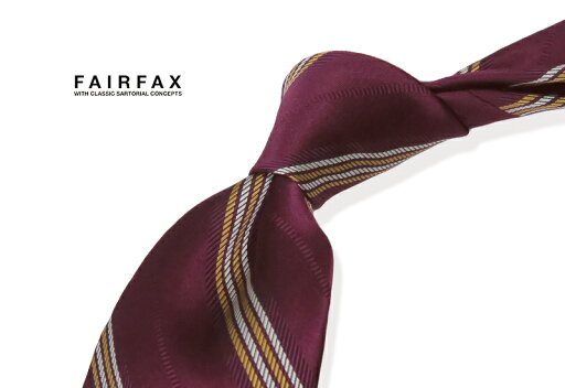【 FAIRFAX / フェアファクス 】エンジ系地にオフホワイト×イエローのストライプ柄ネクタイ ( レジメンタルネクタイ ) ●( FAS-1366 ) 【楽ギフ_包装】 【 FAIRFAX / フェアファクス 】エンジ系地にオフホワイト×イエローのストライプ柄ネクタイ ( レジメンタルネクタイ ) ●( FAS-1366 ) 【楽ギフ_包装】